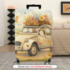 1-Piece Pastoral Flowers Vintage Car Animal  Suitcase Luggage Cover, Stretch Protective Sleeve
