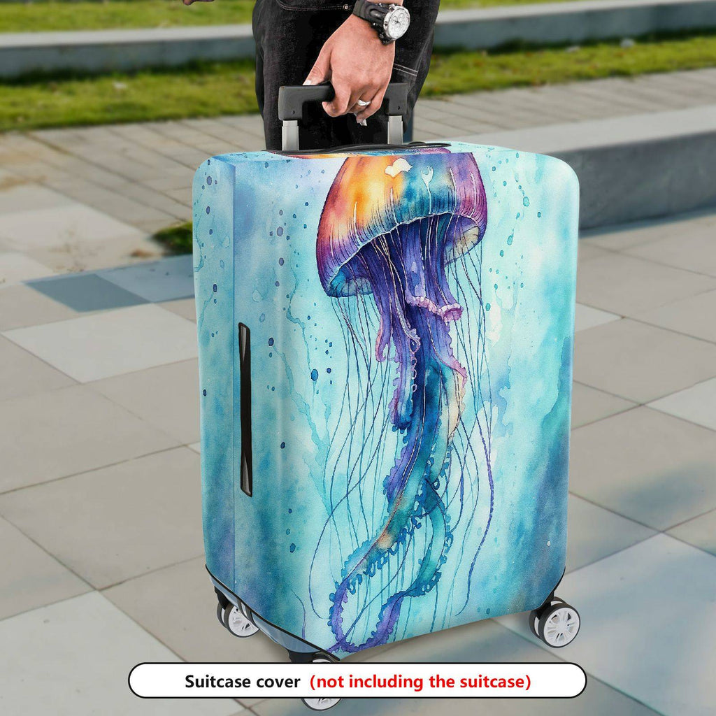 1-Piece Colorful Jellyfish Ocean Marine Sea Animal Artistic  Suitcase Luggage Cover, Stretch Protective Sleeve