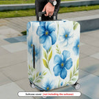 1-Piece Blue Floral Leaf Pattern Travel Decorative Protective  Suitcase Luggage Cover, Stretch Protective Sleeve