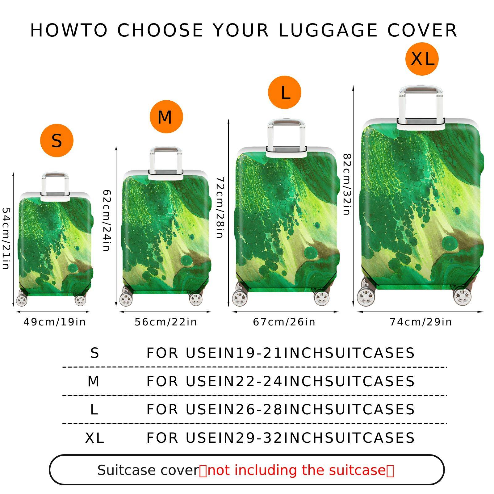 1-Piece Abstract Green Artistic Fluid Pattern Colorful  Suitcase Luggage Cover, Stretch Protective Sleeve