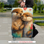1-Piece Otter Nature Love Floral Art  Suitcase Luggage Cover, Stretch Protective Sleeve
