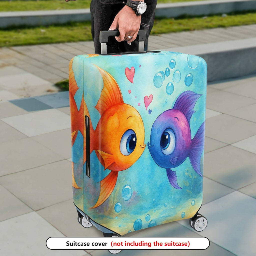 1-Piece Cute  Fish Love Heart Underwater Colorful  Suitcase Luggage Cover, Stretch Protective Sleeve