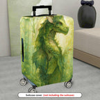 1-Piece Green Dragon Fantasy Forest Mystical Artistic  Suitcase Luggage Cover, Stretch Protective Sleeve