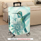 1-Piece Hummingbird Floral Vintage Elegant Artistic  Suitcase Luggage Cover, Stretch Protective Sleeve