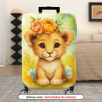 1-Piece Cute Puppy Floral  Colorful Artistic  Suitcase Luggage Cover, Stretch Protective Sleeve