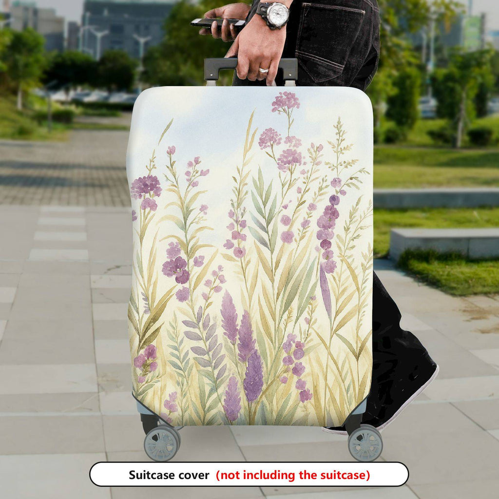 1-Piece Retro Floral Pastoral Wildflower Landscape Nature  Suitcase Luggage Cover, Stretch Protective Sleeve