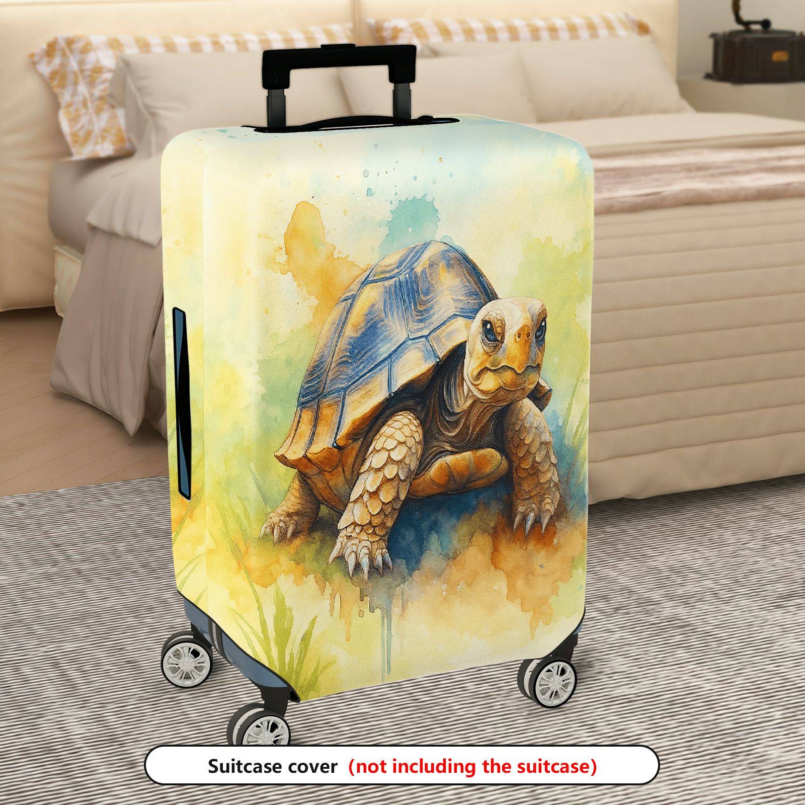 1-Piece Tortoise Watercolor Art Nature Wildlife Colorful  Suitcase Luggage Cover, Stretch Protective Sleeve