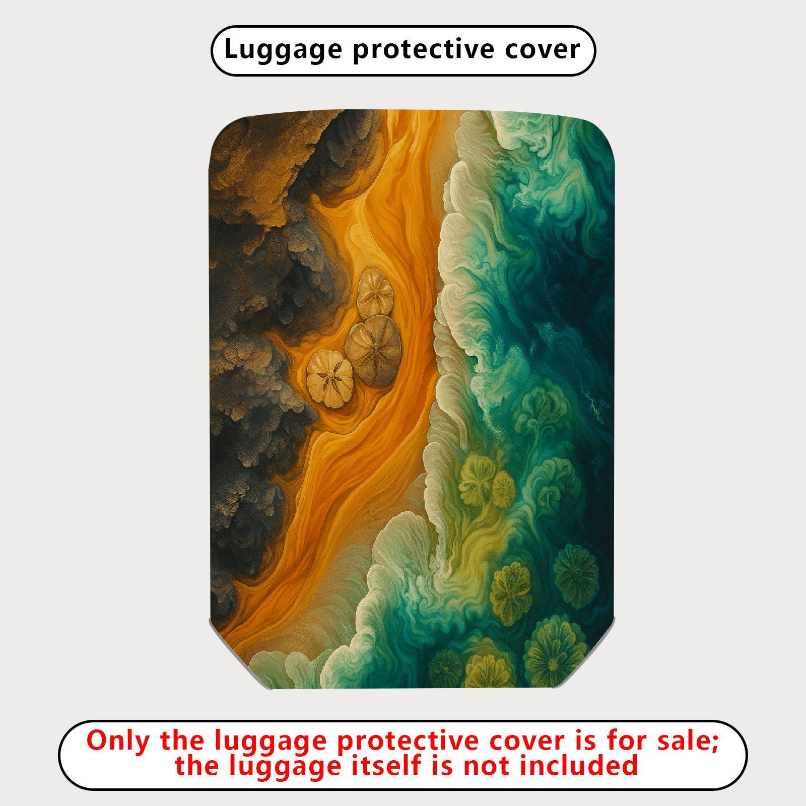 1-Piece Abstract Colorful Artistic Ocean Sand Floral Wave  Suitcase Luggage Cover, Stretch Protective Sleeve