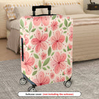 1-Piece Floral Pink Green Butterfly Leaf Flower  Suitcase Luggage Cover, Stretch Protective Sleeve