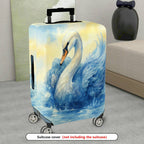 1-Piece Elegant Swan Watercolor Artistic Blue Pastoral  Suitcase Luggage Cover, Stretch Protective Sleeve