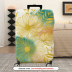1-Piece Floral Golden Artistic Colorful Abstract Nature  Suitcase Luggage Cover, Stretch Protective Sleeve