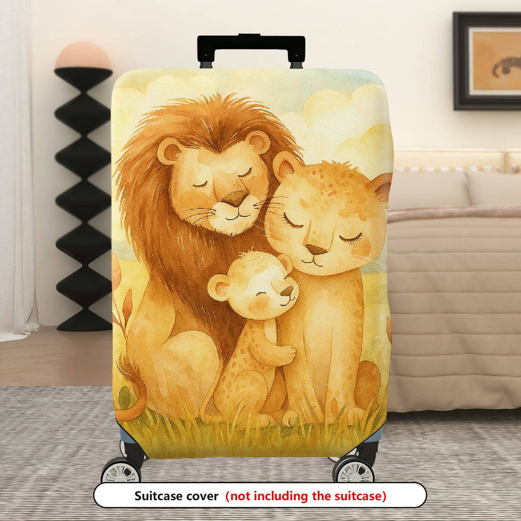 1-Piece Lion Family Animal Abstract Nature Art Pattern  Suitcase Luggage Cover, Stretch Protective Sleeve