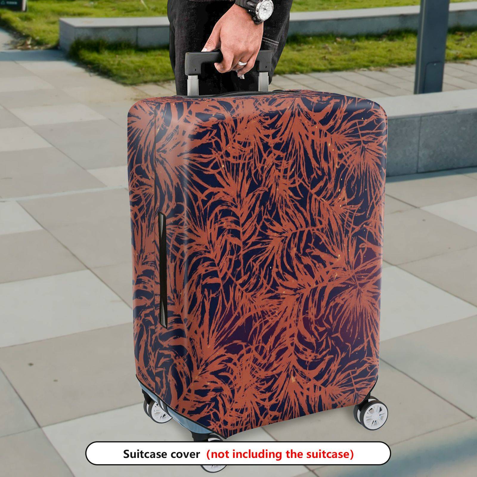 1-Piece Abstract Botanical Tropical Nature Floral Chic  Suitcase Luggage Cover, Stretch Protective Sleeve