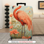 1-Piece Flamingo Flower Nature Art Vintage  Suitcase Luggage Cover, Stretch Protective Sleeve