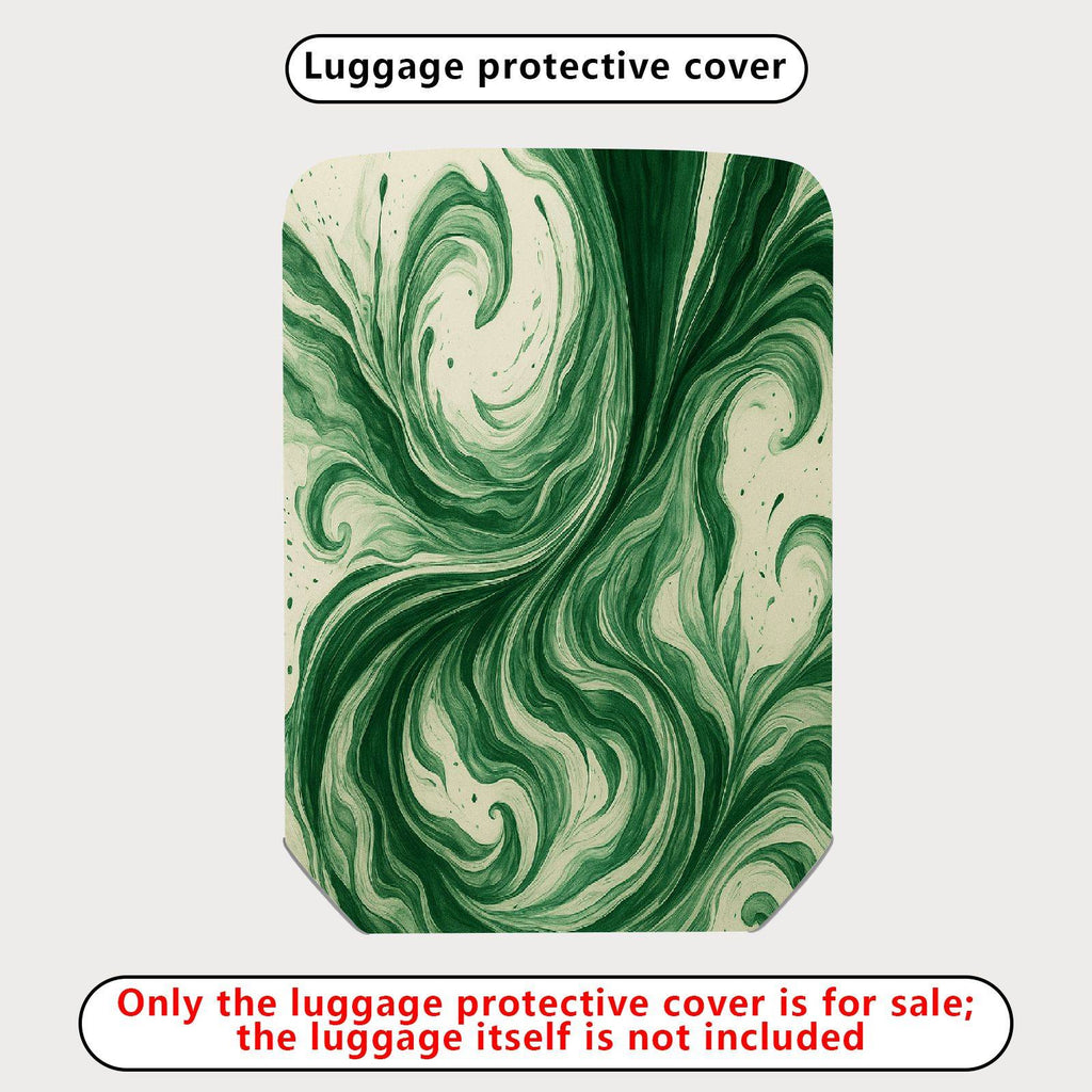1-Piece Swirling Green Artistic Abstract Pattern Unique Stylish  Suitcase Luggage Cover, Stretch Protective Sleeve