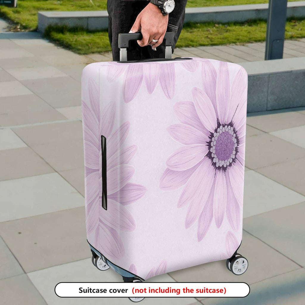 1-Piece Floral Purple Pastel Daisy Artistic Soft Flower  Suitcase Luggage Cover, Stretch Protective Sleeve
