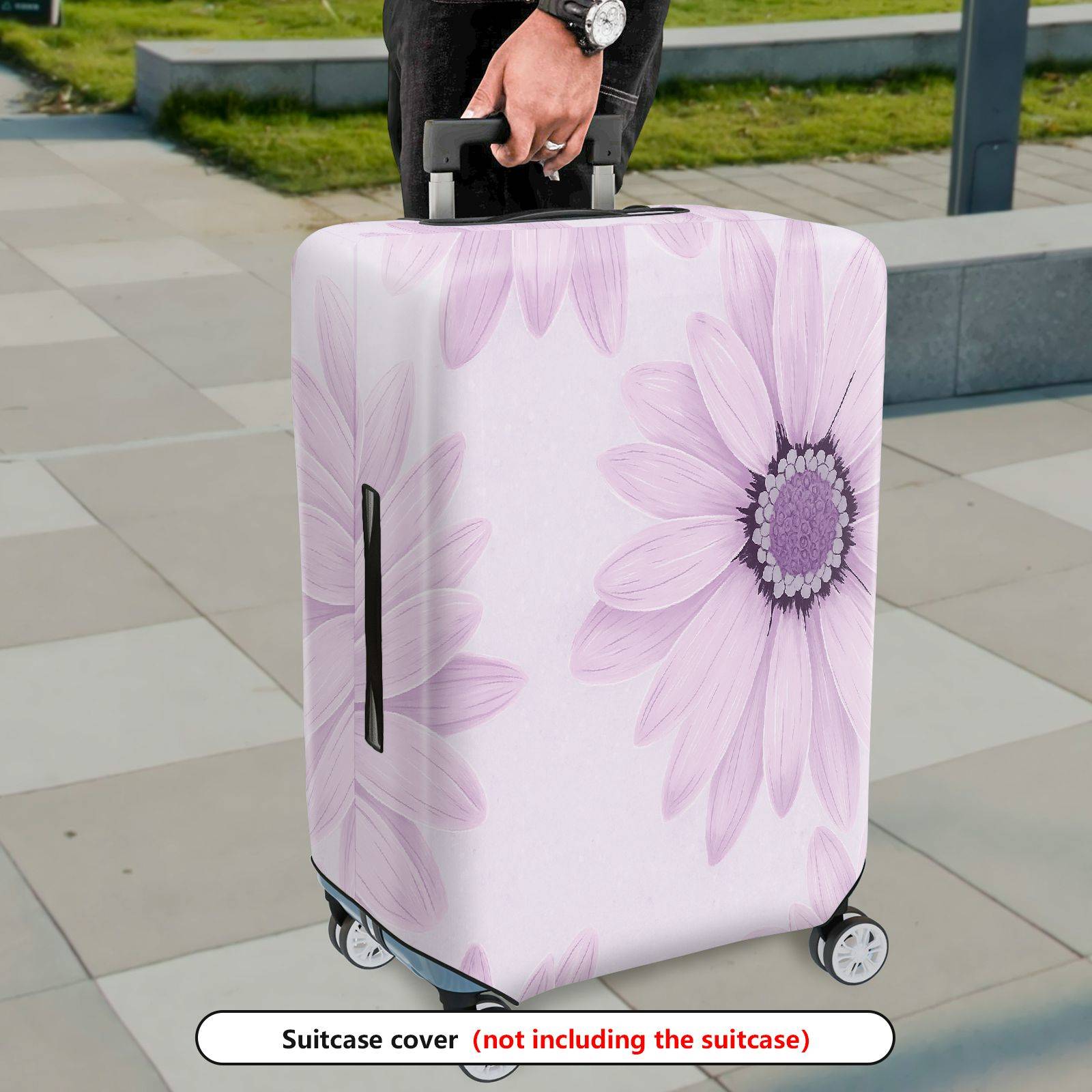 1-Piece Floral Purple Pastel Daisy Artistic Soft Flower  Suitcase Luggage Cover, Stretch Protective Sleeve