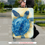 1-Piece Blue Sea Turtle Ocean Marine Animal Watercolor Art Travel  Suitcase Luggage Cover, Stretch Protective Sleeve