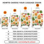 1-Piece Gingerbread House Christmas Tree Heart Ornament Gift  Suitcase Luggage Cover, Stretch Protective Sleeve
