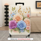 1-Piece Floral Music Notes Colorful Roses Abstract Artistic  Suitcase Luggage Cover, Stretch Protective Sleeve