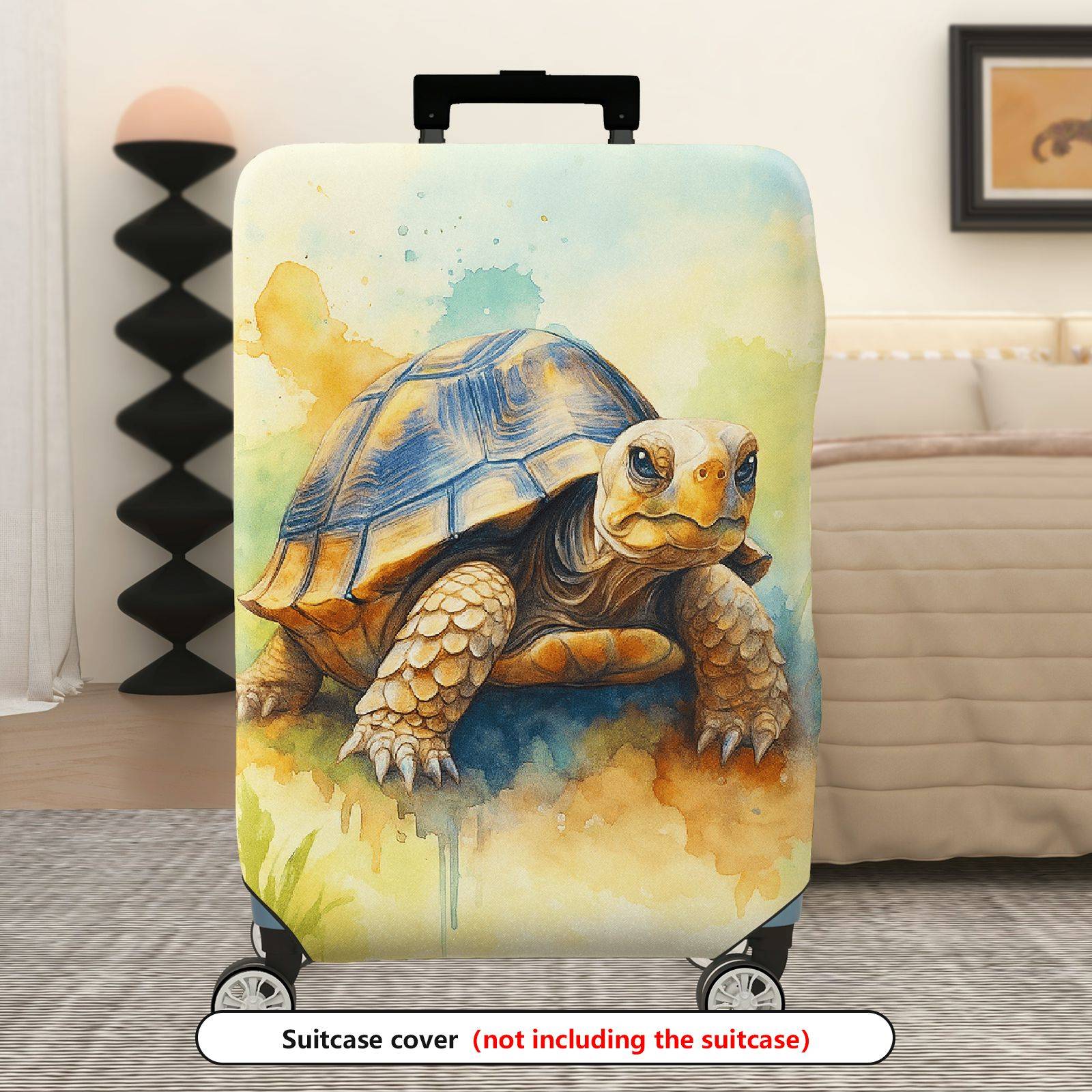1-Piece Tortoise Watercolor Art Nature Wildlife Colorful  Suitcase Luggage Cover, Stretch Protective Sleeve