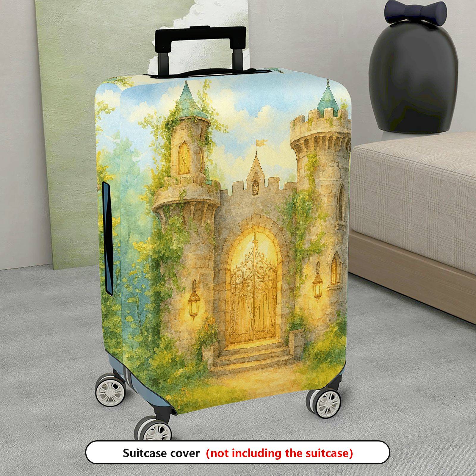 1-Piece Castle Vintage Artistic Fantasy Fairytale Scenic  Suitcase Luggage Cover, Stretch Protective Sleeve