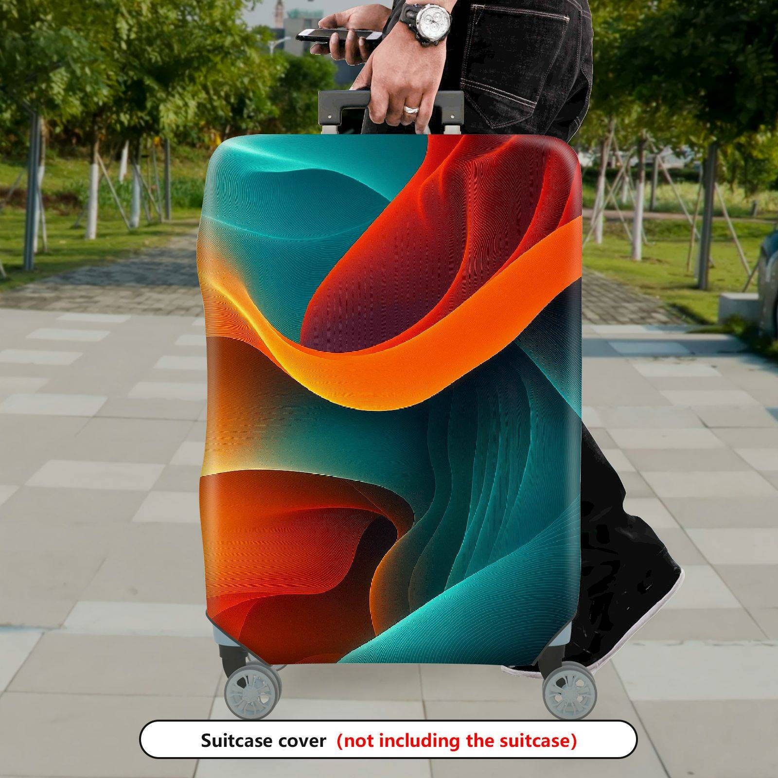 1-Piece Abstract Colorful Vibrant Artistic Modern Energetic  Suitcase Luggage Cover, Stretch Protective Sleeve