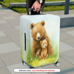 1-Piece Bear Nature Animal  Grass Flower  Suitcase Luggage Cover, Stretch Protective Sleeve