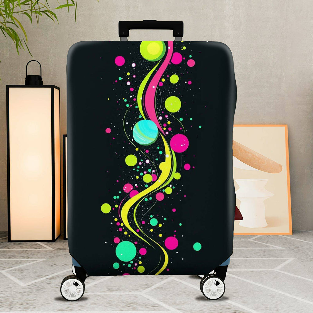 1-Piece Abstract Colorful Dots Circles Line  Suitcase Luggage Cover, Stretch Protective Sleeve