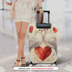 1-Piece Love Bird Heart Romantic Valentine Couples  Suitcase Luggage Cover, Stretch Protective Sleeve