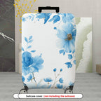 1-Piece Floral Blue White Elegant Artistic Blossom  Suitcase Luggage Cover, Stretch Protective Sleeve