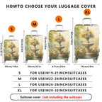1-Piece Fountain Flower Butterfly Landscape Artistic  Suitcase Luggage Cover, Stretch Protective Sleeve