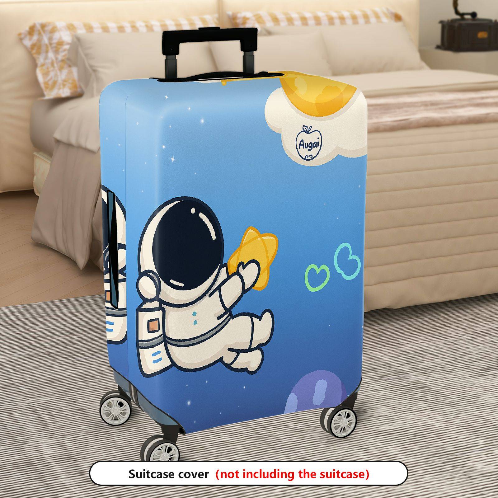 1-Piece Astronaut Space Stars Moon Sky Hearts  Suitcase Luggage Cover, Stretch Protective Sleeve