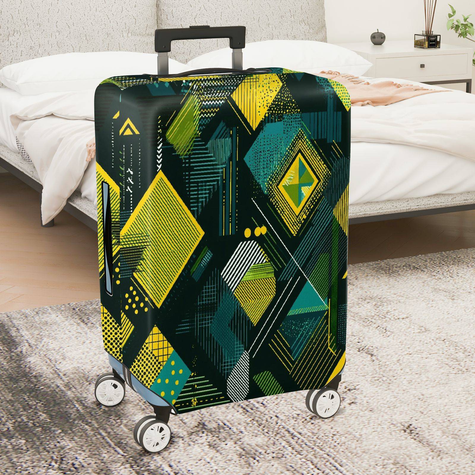 1-Piece Abstract Geometric Colorful Trendy Modern Artistic  Suitcase Luggage Cover, Stretch Protective Sleeve