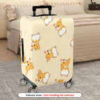 1-Piece Corgi Dog Heart Beige Travel Cute  Suitcase Luggage Cover, Stretch Protective Sleeve