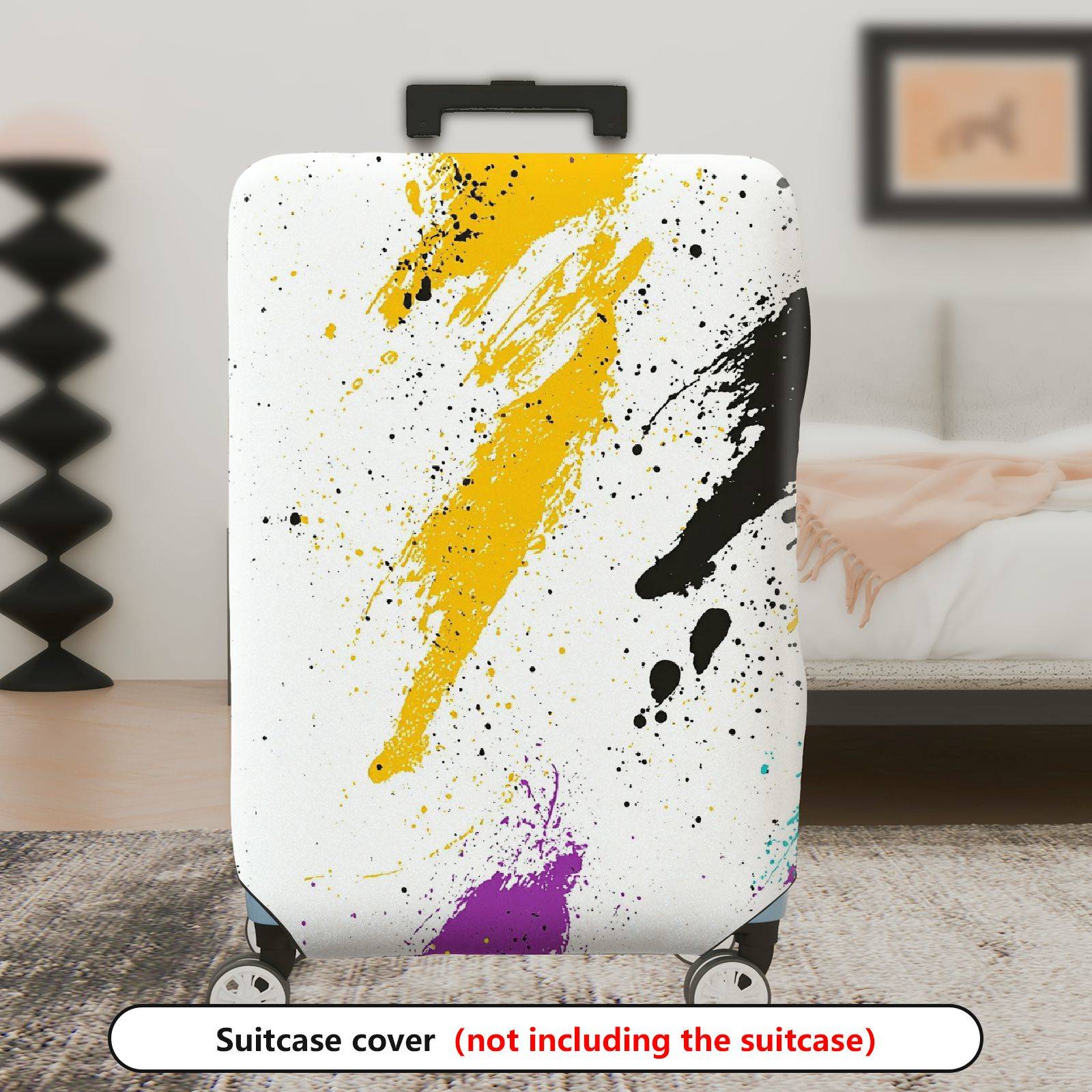 1-Piece Abstract Colorful Paint Splatter Artistic Graffiti Stylish  Suitcase Luggage Cover, Stretch Protective Sleeve