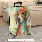 1-Piece Floral Dog Art Watercolor Colorful Artistic  Suitcase Luggage Cover, Stretch Protective Sleeve