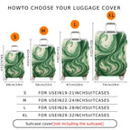 1-Piece Swirling Green Artistic Abstract Pattern Unique Stylish  Suitcase Luggage Cover, Stretch Protective Sleeve