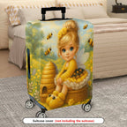 1-Piece Honey Bee Fairy Garden Flower Cute Pattern  Suitcase Luggage Cover, Stretch Protective Sleeve