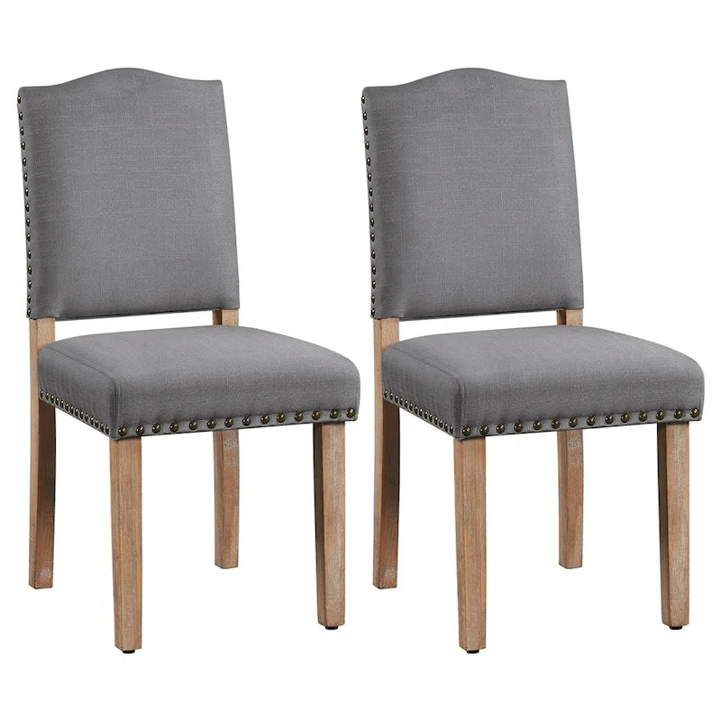 Yaheetech 2PCS Dining Chairs Upholstered Kitchen Chairs with Nailhead Trim - 18 L  22.5 W  36.5 H