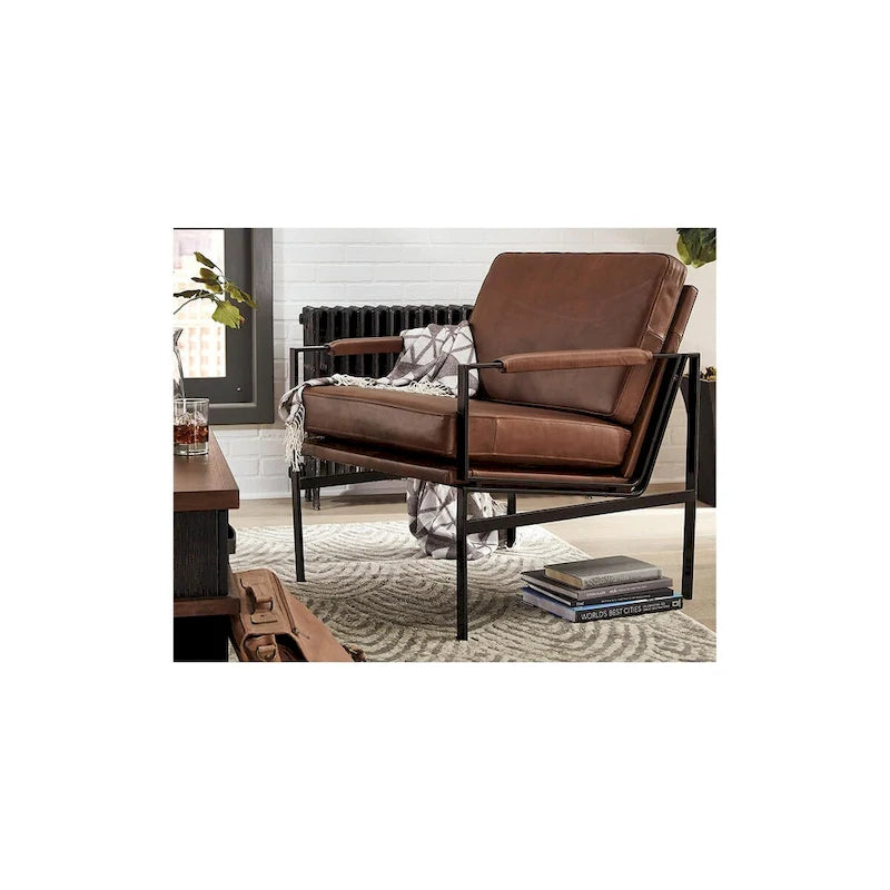Signature Design by Ashley Puckman Mid Century Modern Leather Accent Chair - 29 W x 31.5 D x 34.25 H-2