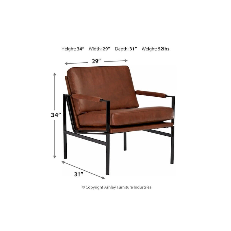 Signature Design by Ashley Puckman Mid Century Modern Leather Accent Chair - 29 W x 31.5 D x 34.25 H-5