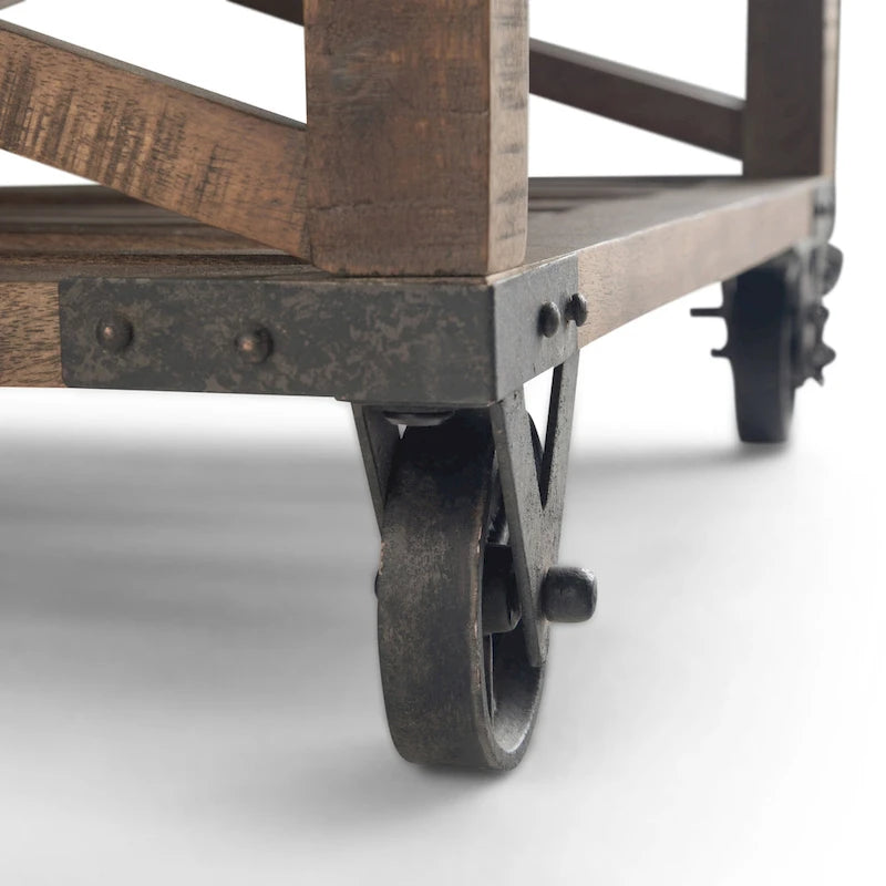 WYNDENHALL Barrie SOLID MANGO WOOD and Metal 32 inch Wide Square Industrial Coffee Table in Distressed Dark Brown - 32 x 32 x 18-6