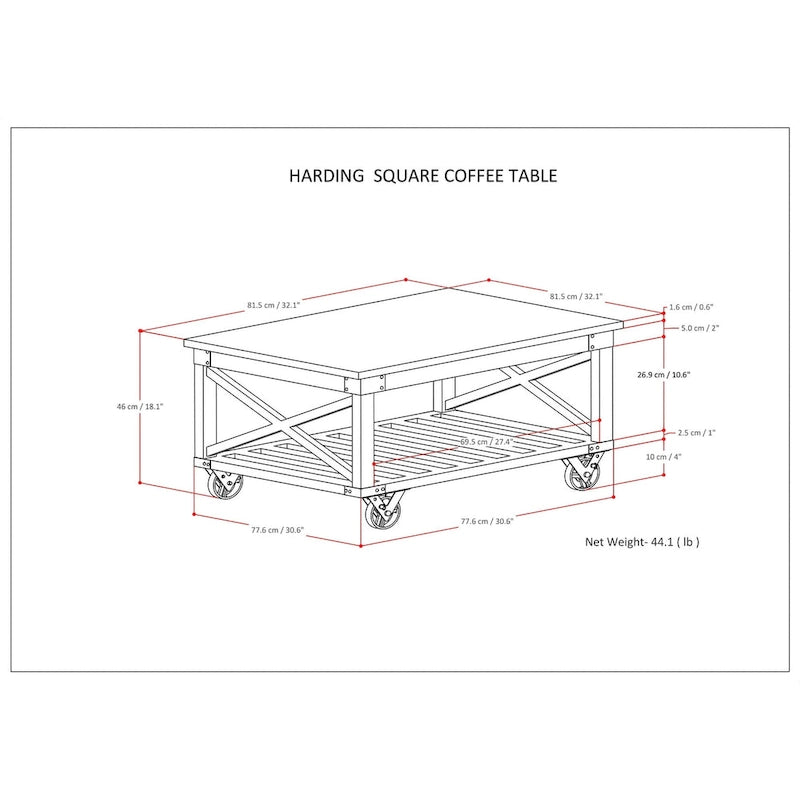 WYNDENHALL Barrie SOLID MANGO WOOD and Metal 32 inch Wide Square Industrial Coffee Table in Distressed Dark Brown - 32 x 32 x 18-10