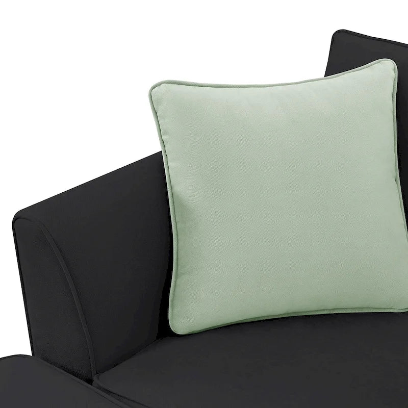 112*87 Sectional Sofa Couches Living Room Sets 7 Seats Modular Sectional Sofa with 3 Pillows, Black-6