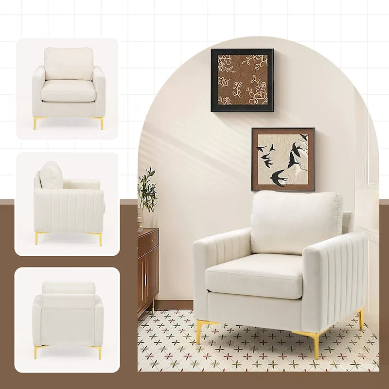 Pellebant Modern Upholstered Accent Armchair Club Chair-4