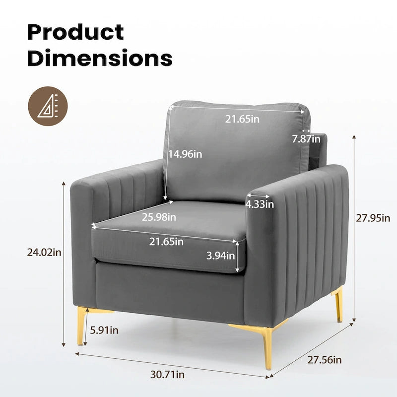 Pellebant Modern Upholstered Accent Armchair Club Chair-19