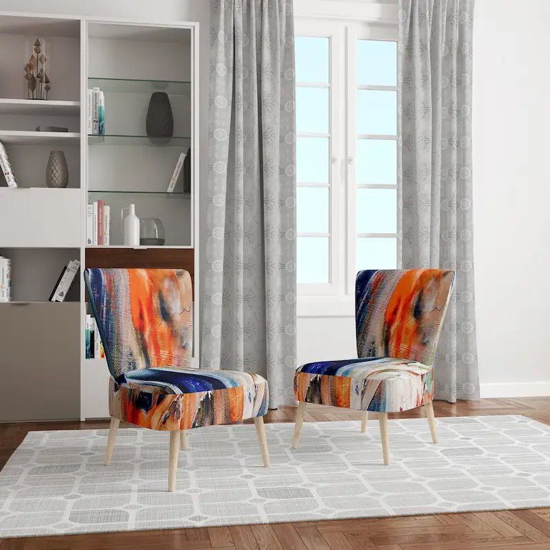 Designart Colorful Abstract Painting Strokes II Upholstered Modern Accent Chair and Arm Chair-3