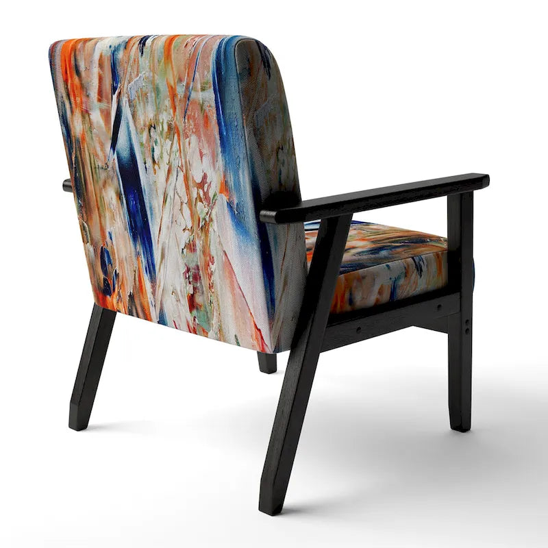 Designart Colorful Abstract Painting Strokes II Upholstered Modern Accent Chair and Arm Chair-10