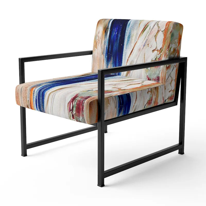Designart Colorful Abstract Painting Strokes II Upholstered Modern Accent Chair and Arm Chair-12